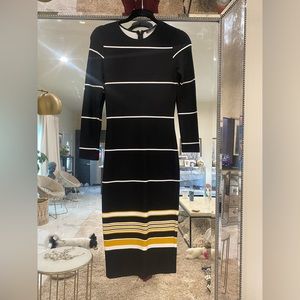 Black white yellow.  Bodycon long sleeve dress